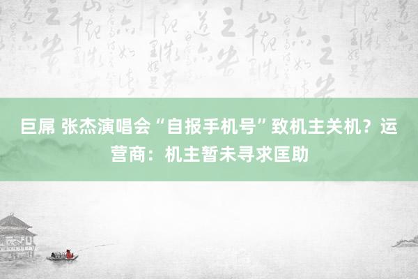 巨屌 张杰演唱会“自报手机号”致机主关机？运营商：机主暂未寻求匡助