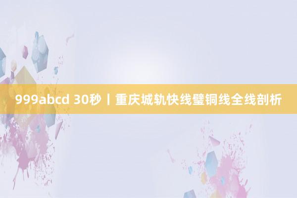 999abcd 30秒丨重庆城轨快线璧铜线全线剖析