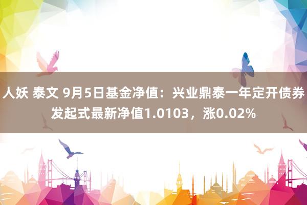 人妖 泰文 9月5日基金净值：兴业鼎泰一年定开债券发起式最新净值1.0103，涨0.02%