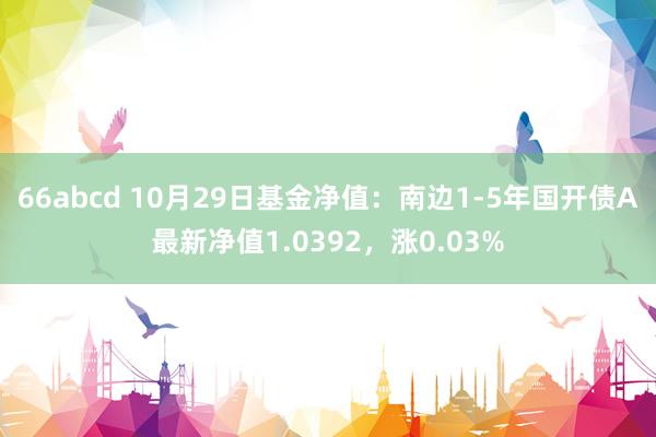 66abcd 10月29日基金净值：南边1-5年国开债A最新净值1.0392，涨0.03%